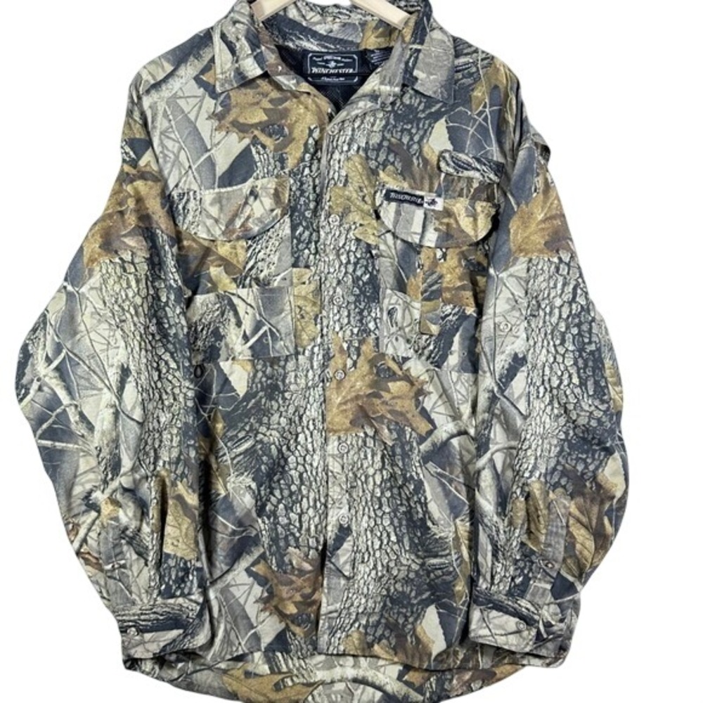 Winchester Camo Fishing‎ Shirt Mens Large Realtree Hardwoods Vented Utility
